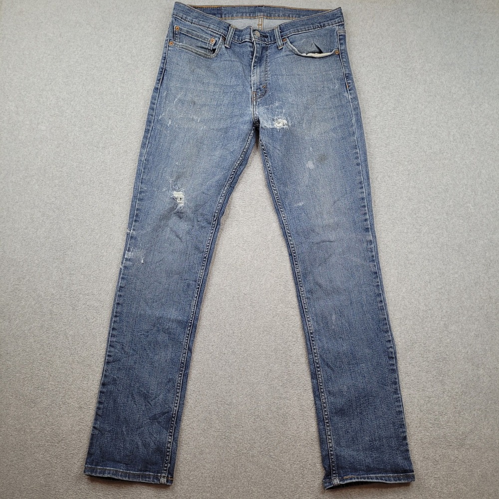 Levi's‎ 511 Slim Jeans Mens 34x34 Blue Distressed Denim Stretch Pant S40196